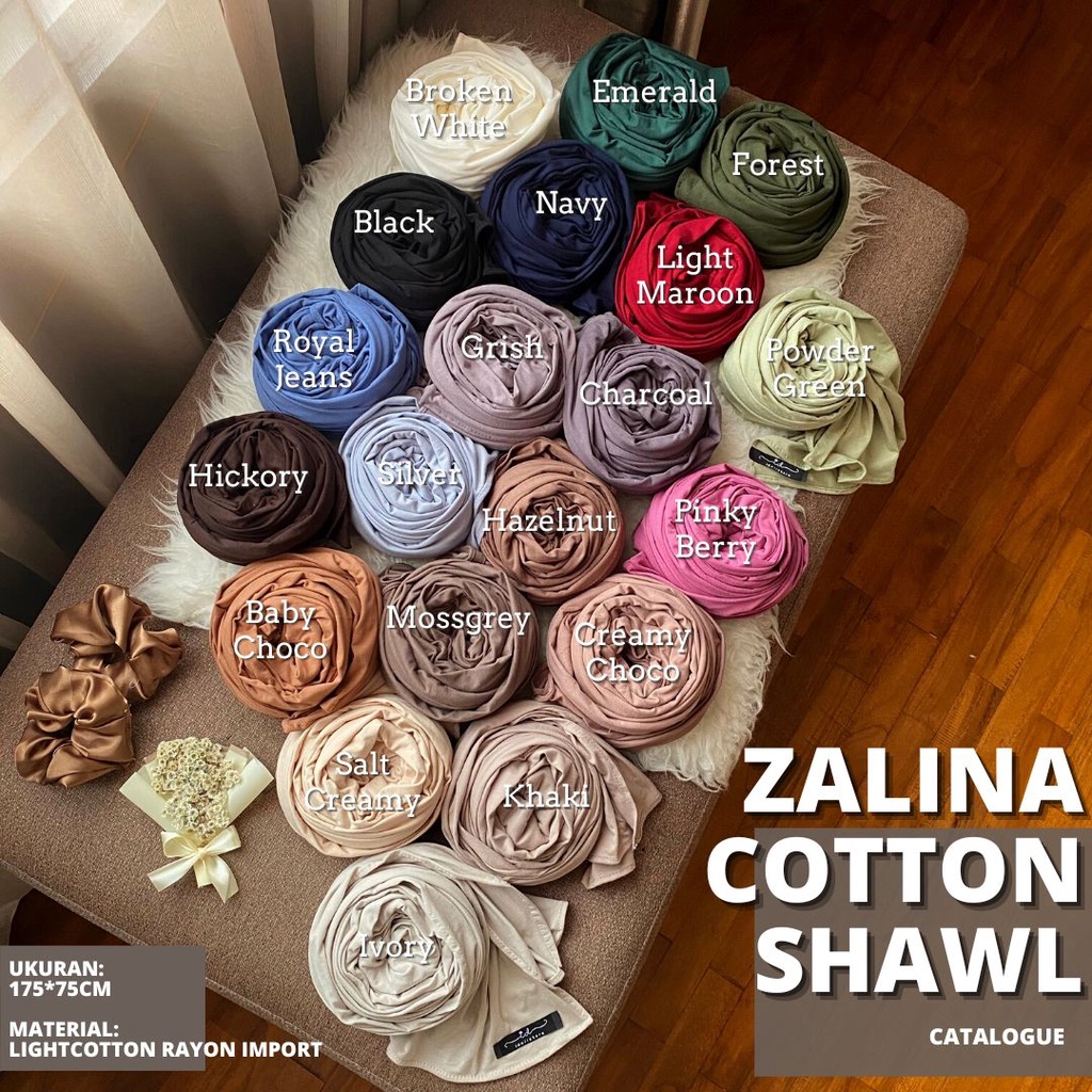 [BUY 1 GET 1] 11-15 November 2023 • Zalina Lightcotton Shawl Pasmina Katun Ringan Adem Rayon Premium Jersey Nyaman