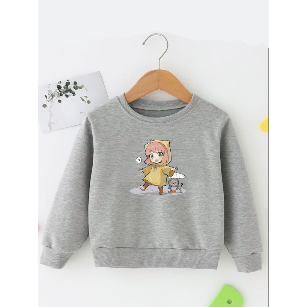 Sweater Perempuan Usia 2 - 12 Tahun Crewneck Anya X Family Switer Cewek Cowok