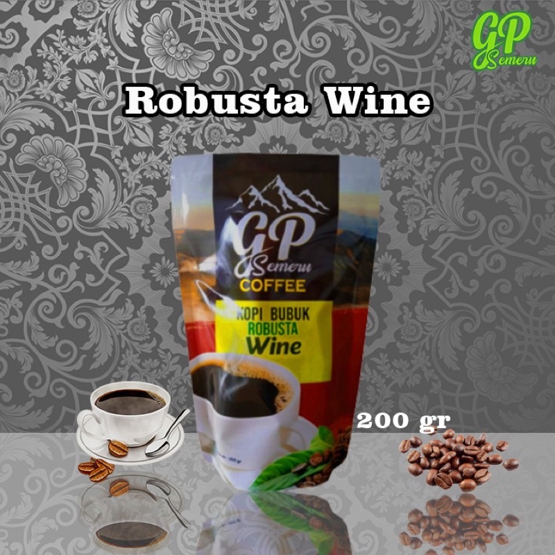 

Kopi Bubuk Wine Robusta 200g GP SEMERU Asli Tanpa Campuran