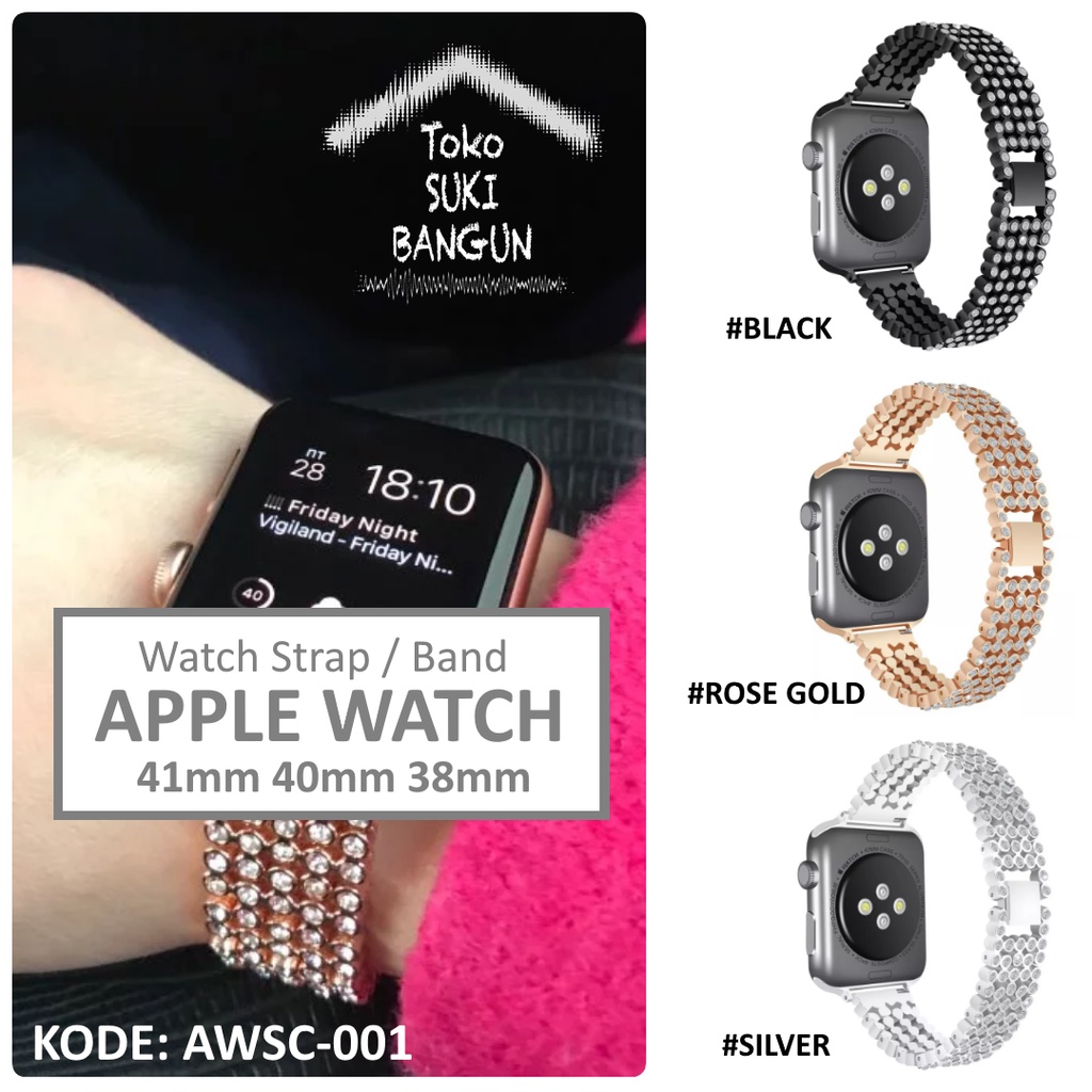 Strap Apple Watch Series 8 7 6 5 4 3 2 1 41mm 40mm 38mm TALI JAM Crystal GRAIN Steel AWSC-001