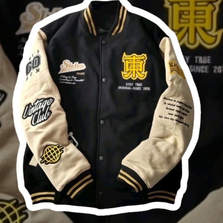 Varsity Outfit Jaket A Base ball Vallina Over Size Unisex Bordir Premium bomber culture Jepang Vinta