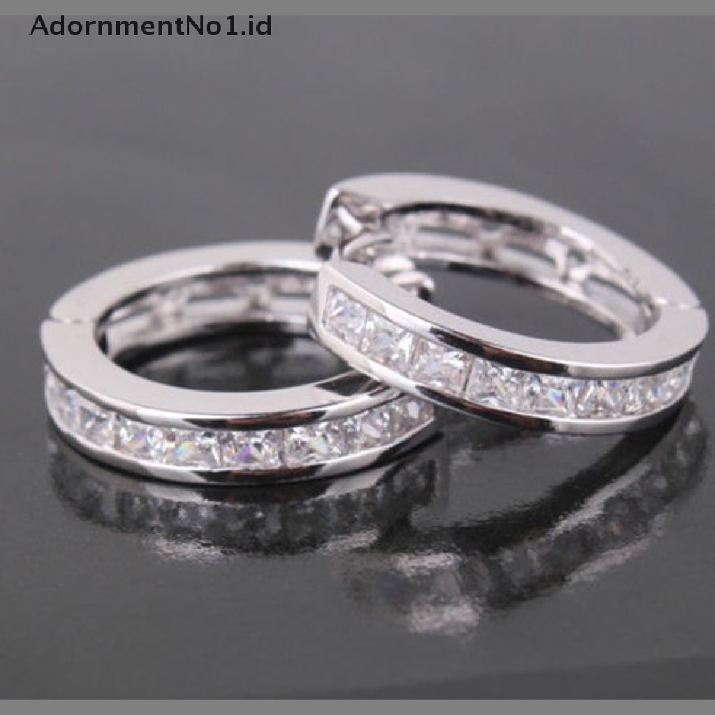 [AdornmentNo1] Anting HOOP HUGGIE Bulat Kecil Lapis Perak STERLING CZ [ID]