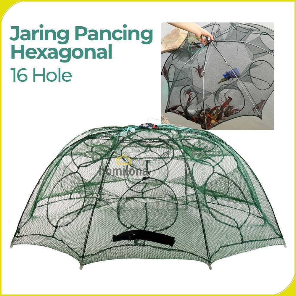 Jaring Pancing Ikan Automatic Folding Umbrella Fishing Net 16 Holes - H14572