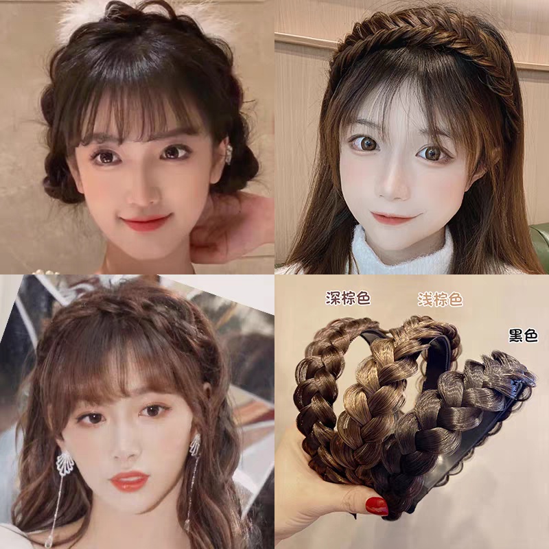 (Hello Girl)B59 Bando Wanita Terbaru Gaya Korea SImulasi Twist Braid Wig Kepala Buatan Import