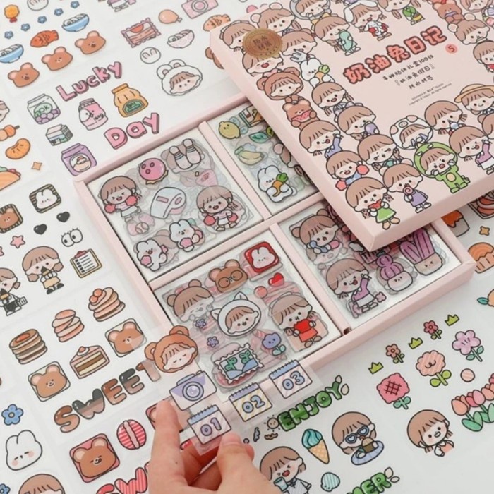 1pc Sticker Aesthetic Viral Buku Diary Botol Termos Tumblr Warna Lucu