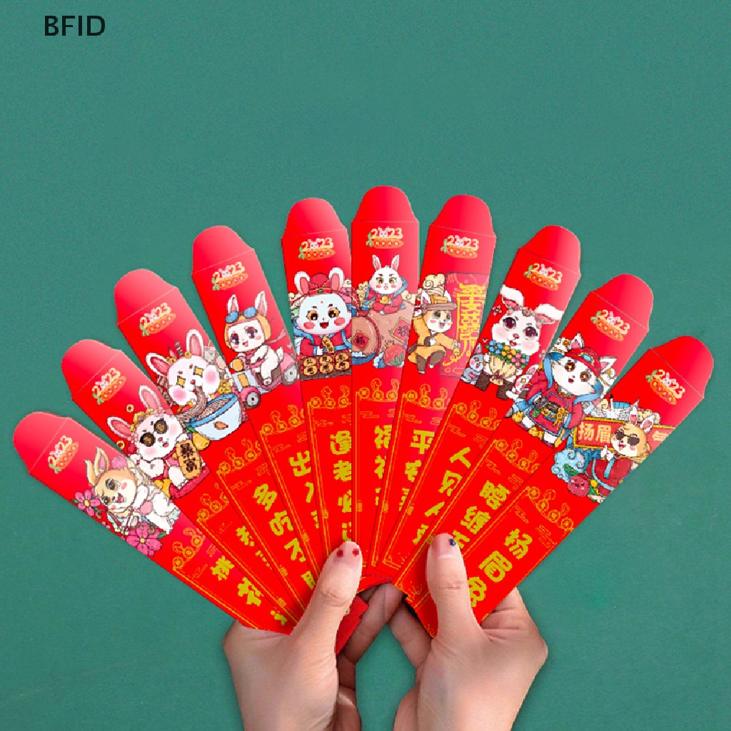 [BFID] Tahun Kelinci Serut12 Amplop Merah Dalam Kotak Blind Box Amplop China-Chic Merah Lucky Lot Nikah Amplop Merah [ID]