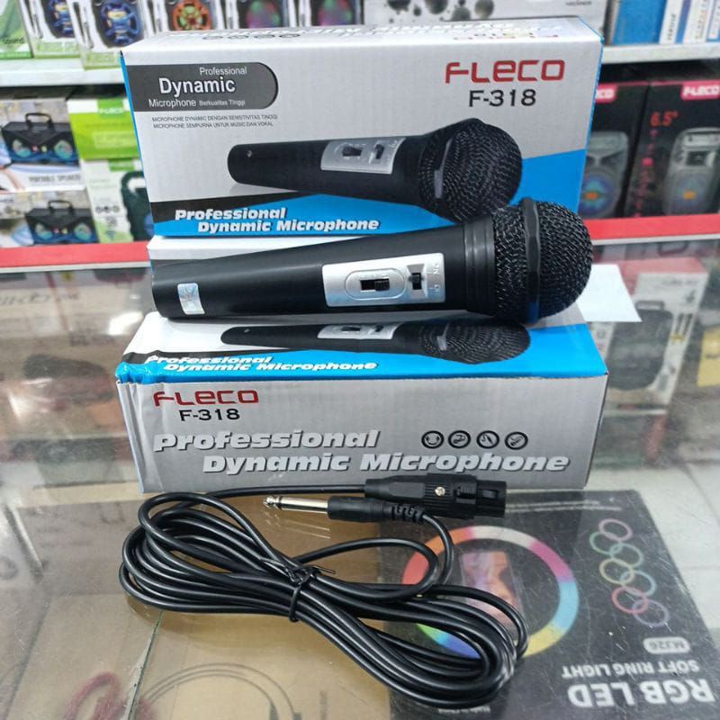 MICROPHONE FLECO F- 318 MIC KARAOKE MIC KABEL FLECO 320 AKTIF