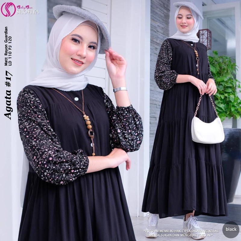 [VICAN] AGATA SQUARE NEW SERIES MIDI DRESS GAMIS RAYON POLOS WANITA FORMAL CASUAL FASHION BUSANA MUS
