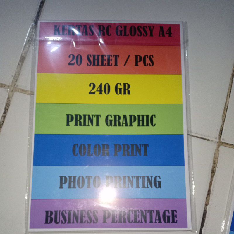 Kertas RC Glossy Ultra Premium Quality Photo Paper A4 240gr