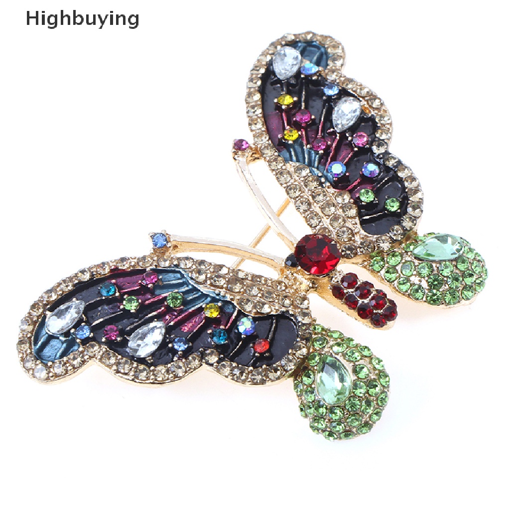 Hbid 1PC Elegan Pesona Kupu-Kupu Bros Wanita Berlian Imitasi Besar Butterfly Pins Glory