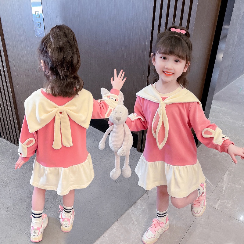 Plazababyku PASSWORD DRESS BUNNY SYAL Dress Sweater 1 - 7 Tahun Baju Anak BerKualitas