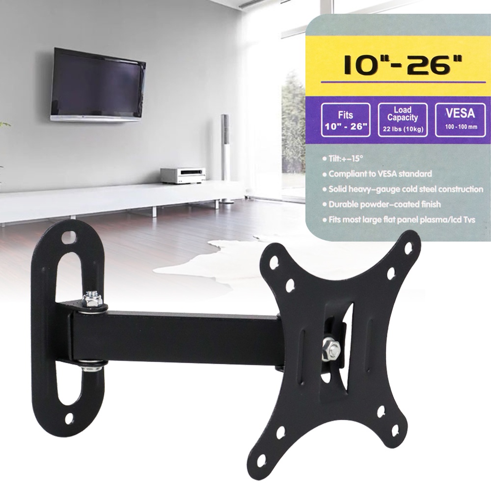 CNXD Telescopic TV Bracket 100x100 Pitch for 10-26 Inch TV - X100B - Black