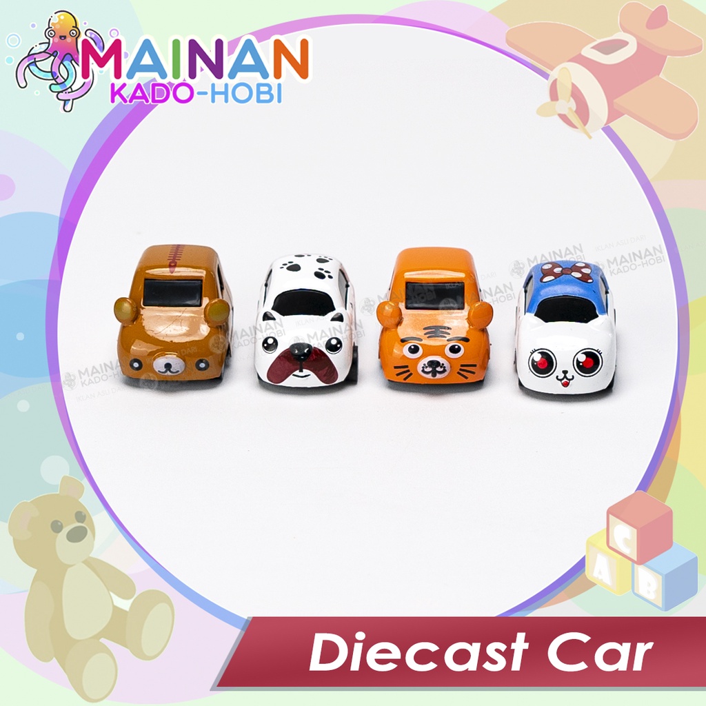 MAINAN ANAK EDUKASI MINIATUR MOBIL HEWAN DIECAST PULLBACK CAR ANIMAL