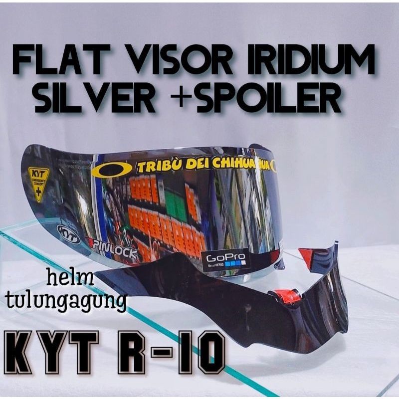 flat visor iridium silver KYT R10 paket ganteng full variasi termurah terlengkap