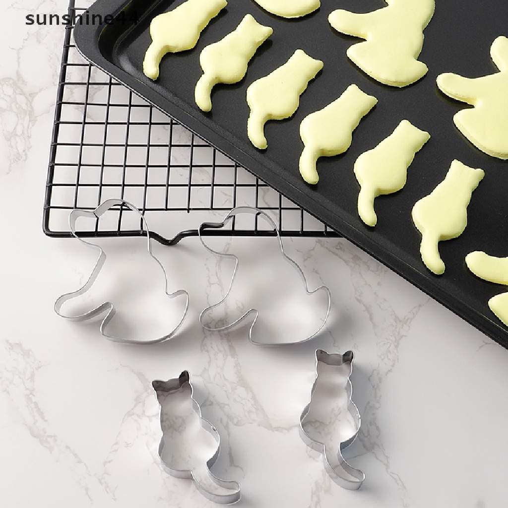 Sunshine 2Pcs Cetakan Kue Kering Bentuk Anak-Anak Rumah Baking Bentuk Hewan Cetakan Stainless Steel.