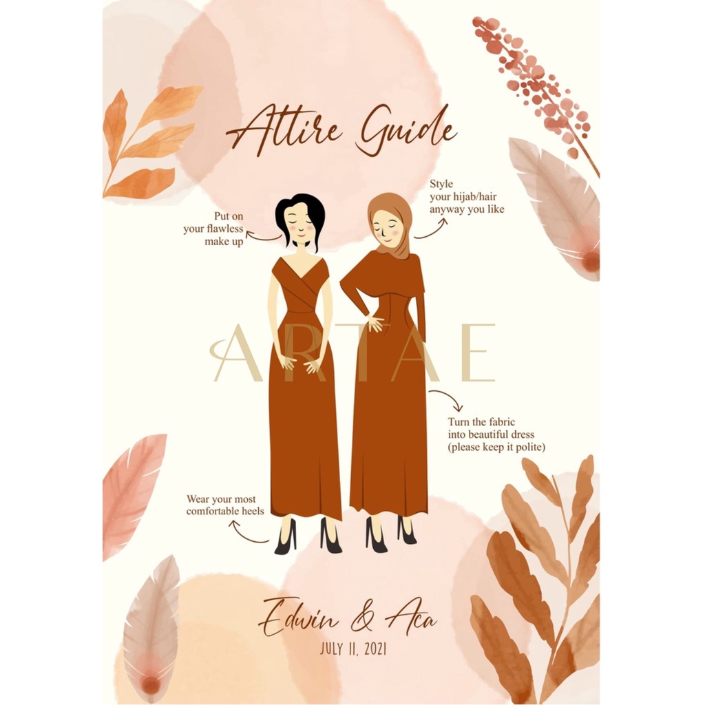 

(NO PRE-ORDER) Aesthetic Attire Guide / Bridesmaid Card/ Kartu Bridesmaid/Attire Guide Estetikp