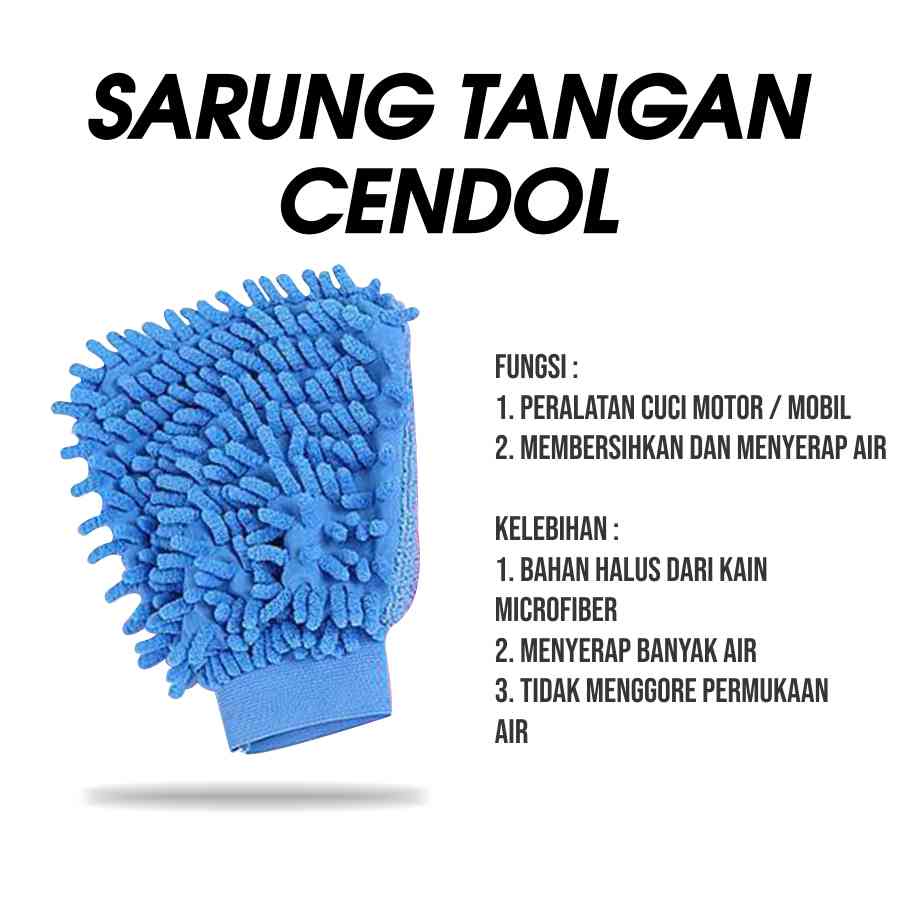 Sarung Tangan Microfiber Kain lap Microfiber Cendol Cuci Mobil Motor Bulu magic Alat Pembersih