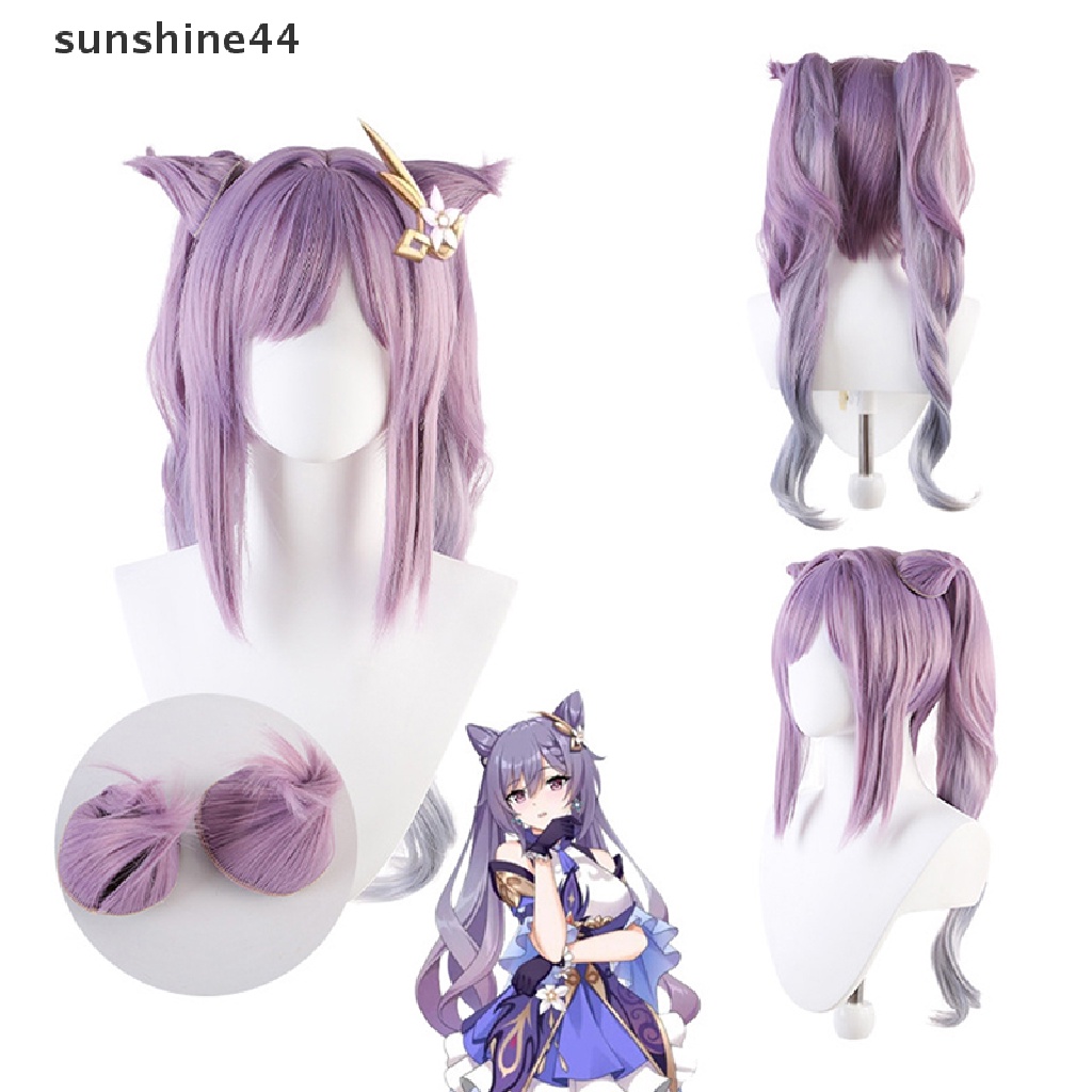 Wig Rambut Sintetis Cosplay Sunshine Game Genshin Impact Venti Keqing Barbara.