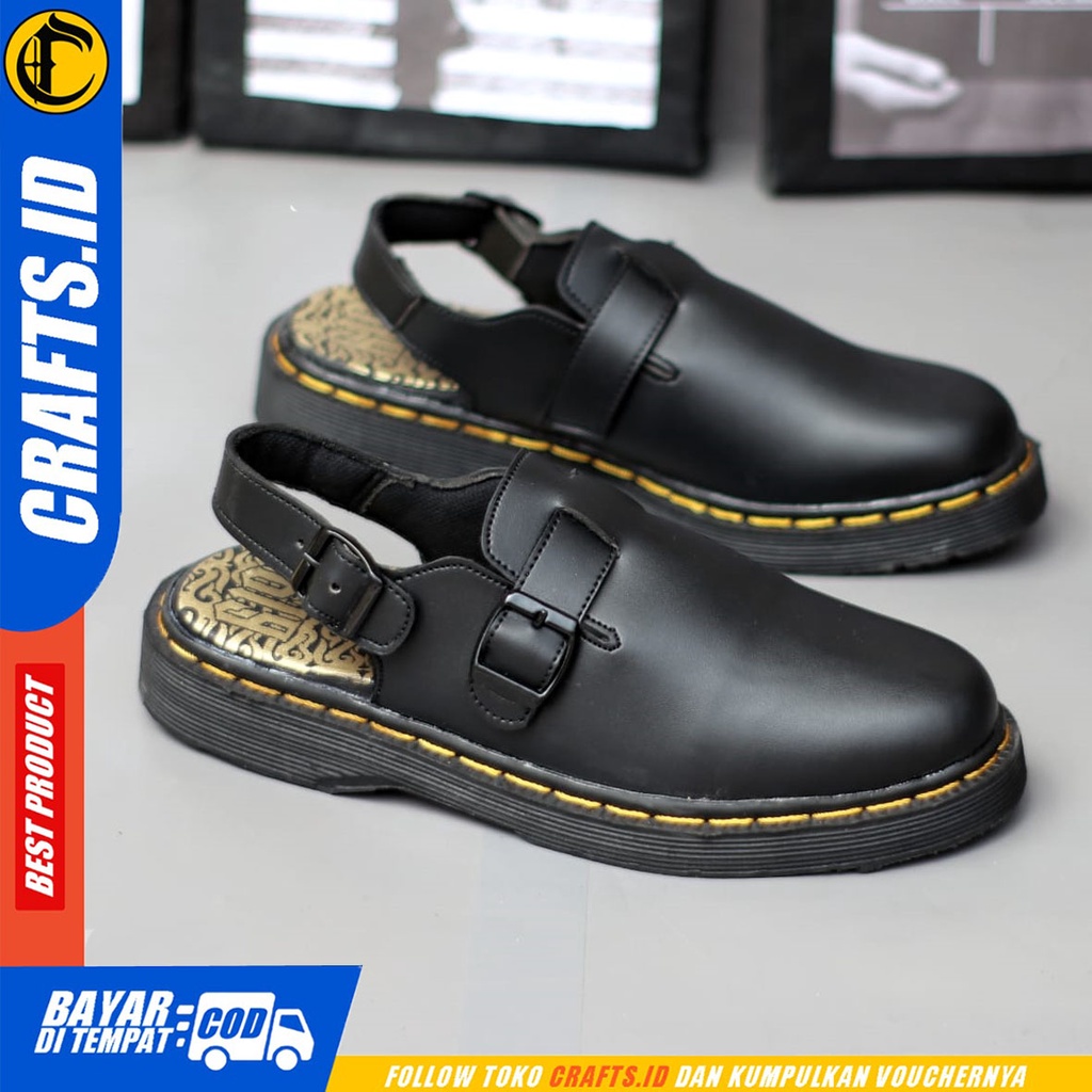 CRAFTS zangief - Sepatu Sandal Bustong Casual Sendal Slop Docmart Pria Hitam