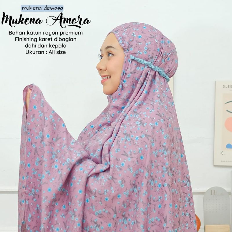 New - Mukena Dewasa Motif Amora Mukena Jumbo Bahan Katun Rayon Premium Adem Nyaman Dipakai Bisa Cod