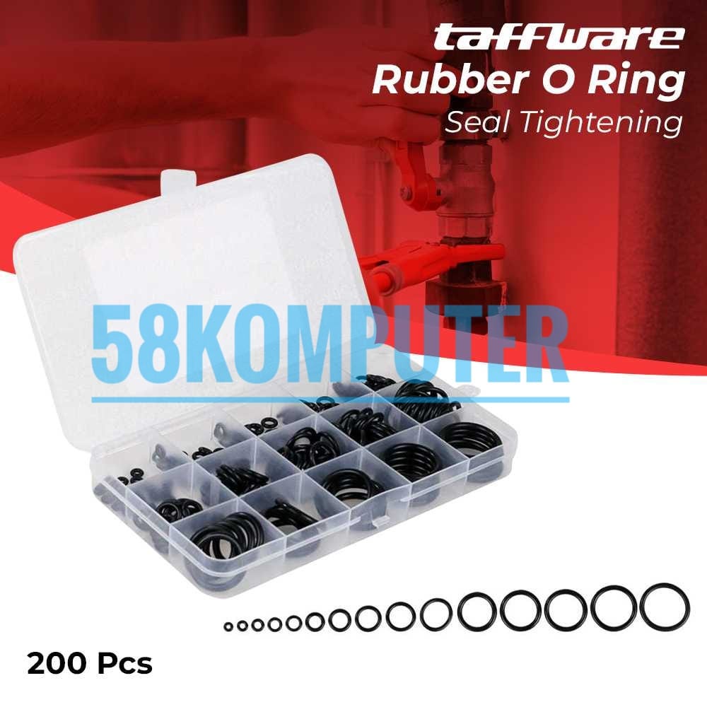 Taffware Karet Rubber O Ring Universal Seal Tightening 419 200 250 PCS Karet Ruber Tebal Pcx Karet Sil Senapan Angin Anti Bocor Perekat Perkakas Dongkrak Kran Air Blender Karet Seal Tutup Oli Tangki Bensin Mobil Klep Cincin Karet O Set Oring Seal Box