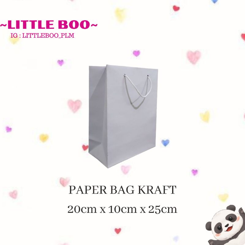 Paper Bag Kraft Putih Polos 20x10x25