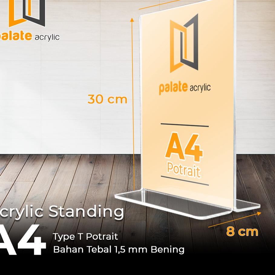 

✨BIG SALE✨ AKRILIK DISPLAY A4 T PORTRAIT / TEMPAT BROSUR / TENT CARD ACRYLIC 1.5MM grosir