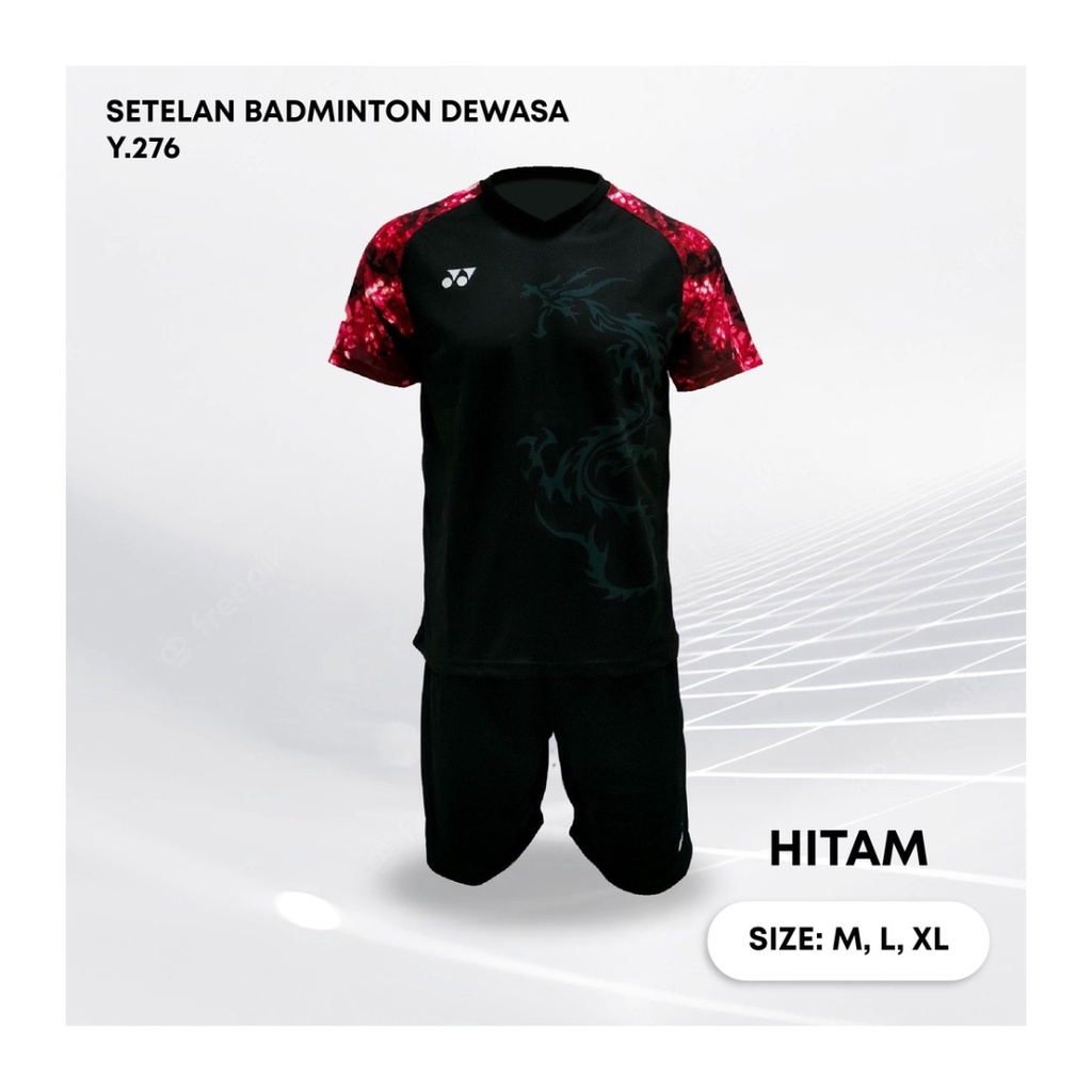 Kaos bulutangkis pria Y276 setelan baju celana badminton jersey wanita dewasa t-shirt outfit seragam jarsey kostum olahraga pakaian apparel sport jersy bulu tangkis casual jersi sudirman thomas uber cup print custom suit hitam polos