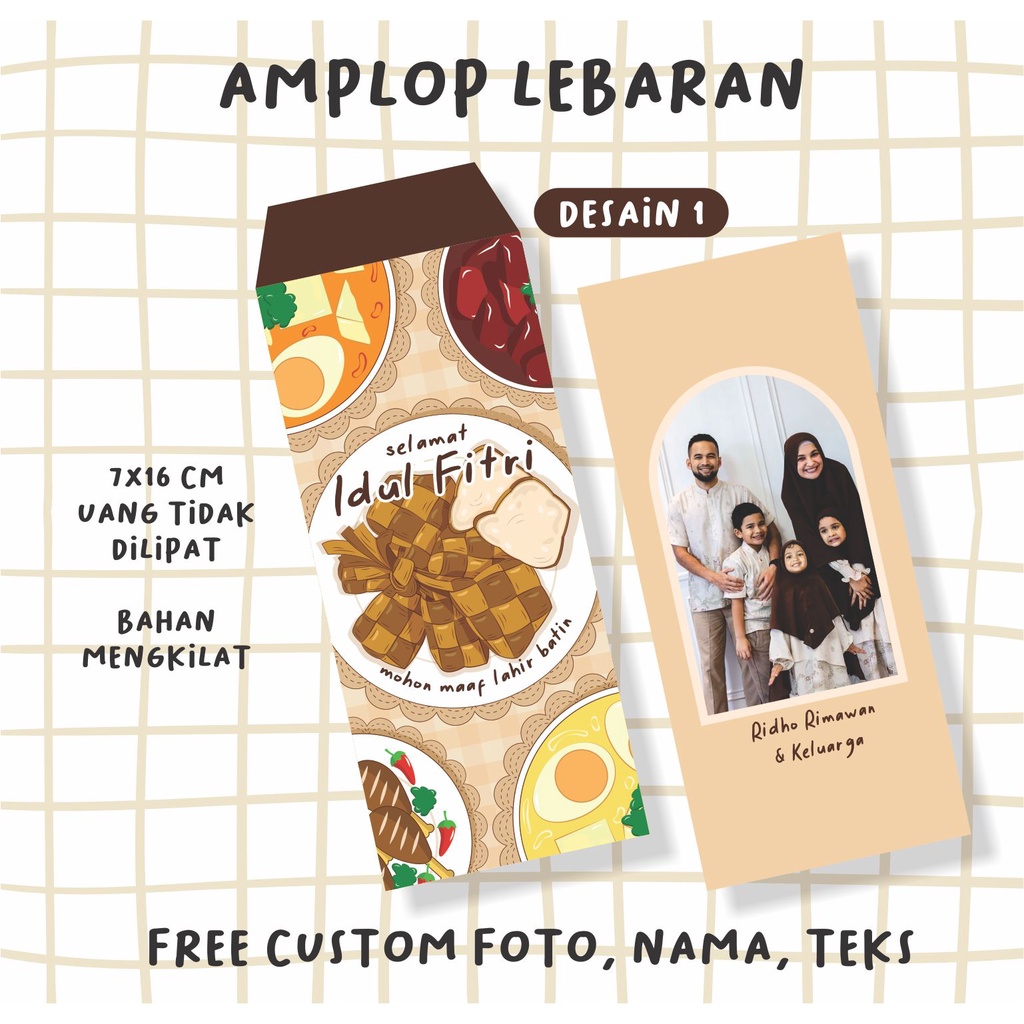 

AMPLOP LEBARAN JUMBO / ANGPAU PANJANG CUSTOM FOTO IDUL FITRI / 7X16CM
