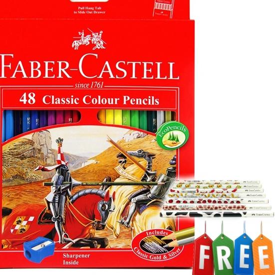 

바 Pensil Warna Faber Castell 48 Long Classic Gratis Rautan + Pensil 2B Motif Original Limited