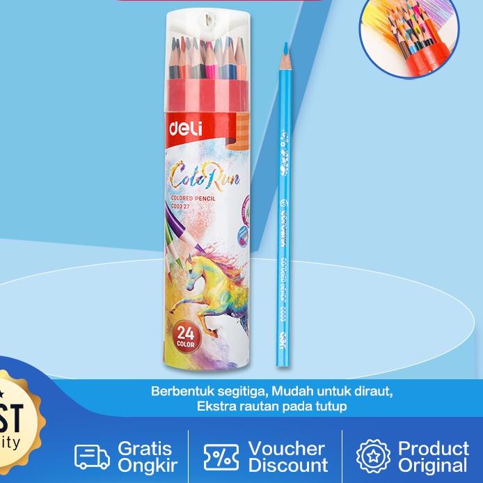 

Berkualitas Deli Pensil Warna 24 Warna dengan Bonus Rautan Pensil pada box EC