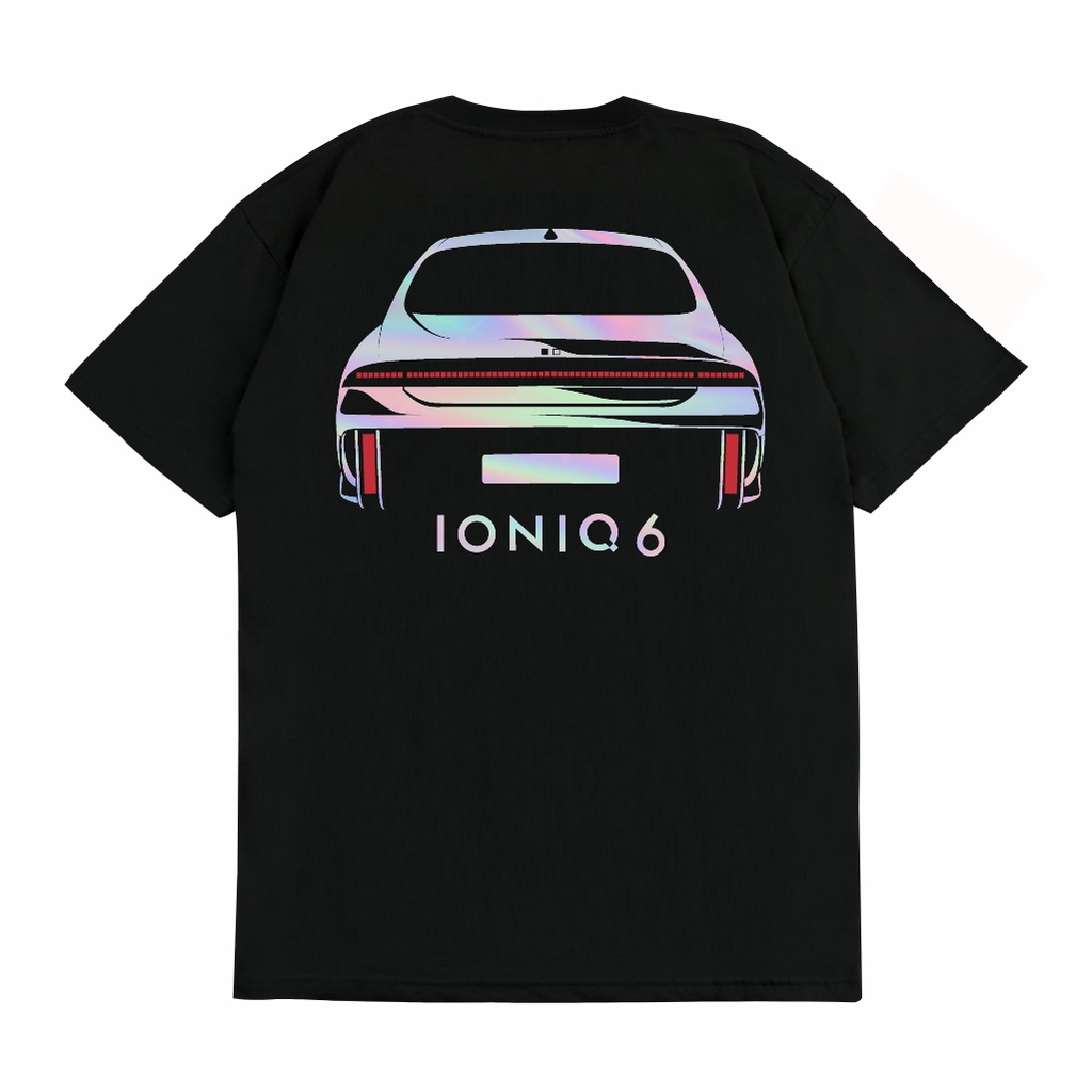 SAKAZUKI Kaos Baju Distro Unisex Gambar Otomotif Balap Mobil HYUNDAI IONIQ 6 Siluet Rear Siluet
