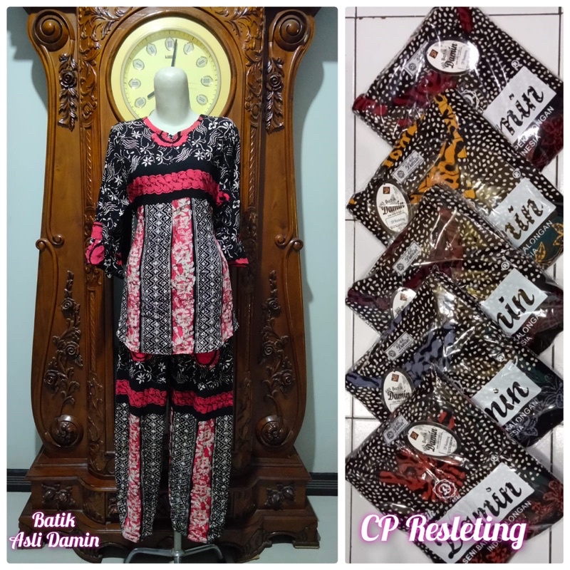 Setelan Batik Celana Panjang Lengan 3/4 asli Damin Pekalongan/Daster Batik Asli Damin Pekalongan/Das