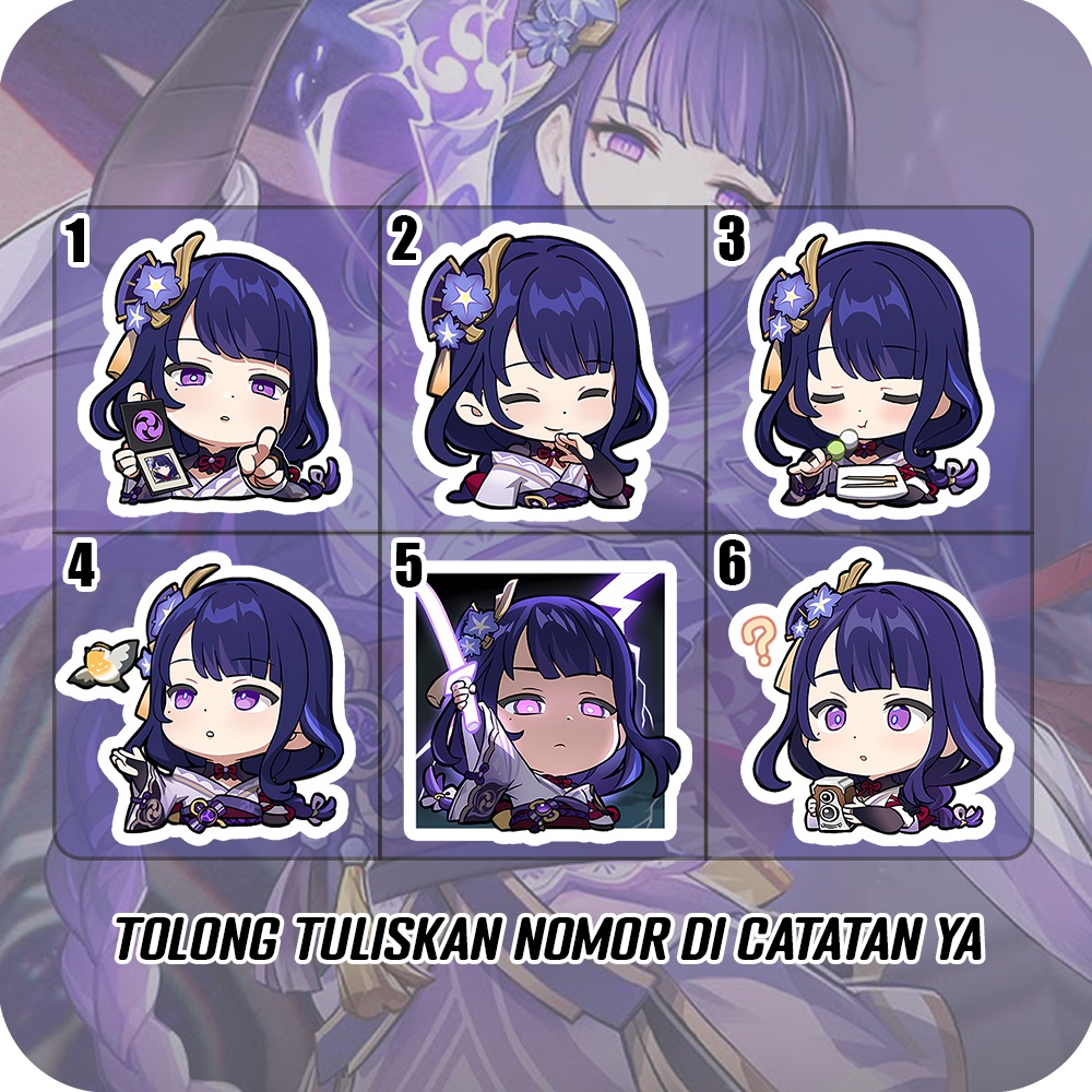 Stiker Glossy Raiden Shogun Genshin Impact, Sticker Untuk HP Laptop Helm Motor Sepeda Dll