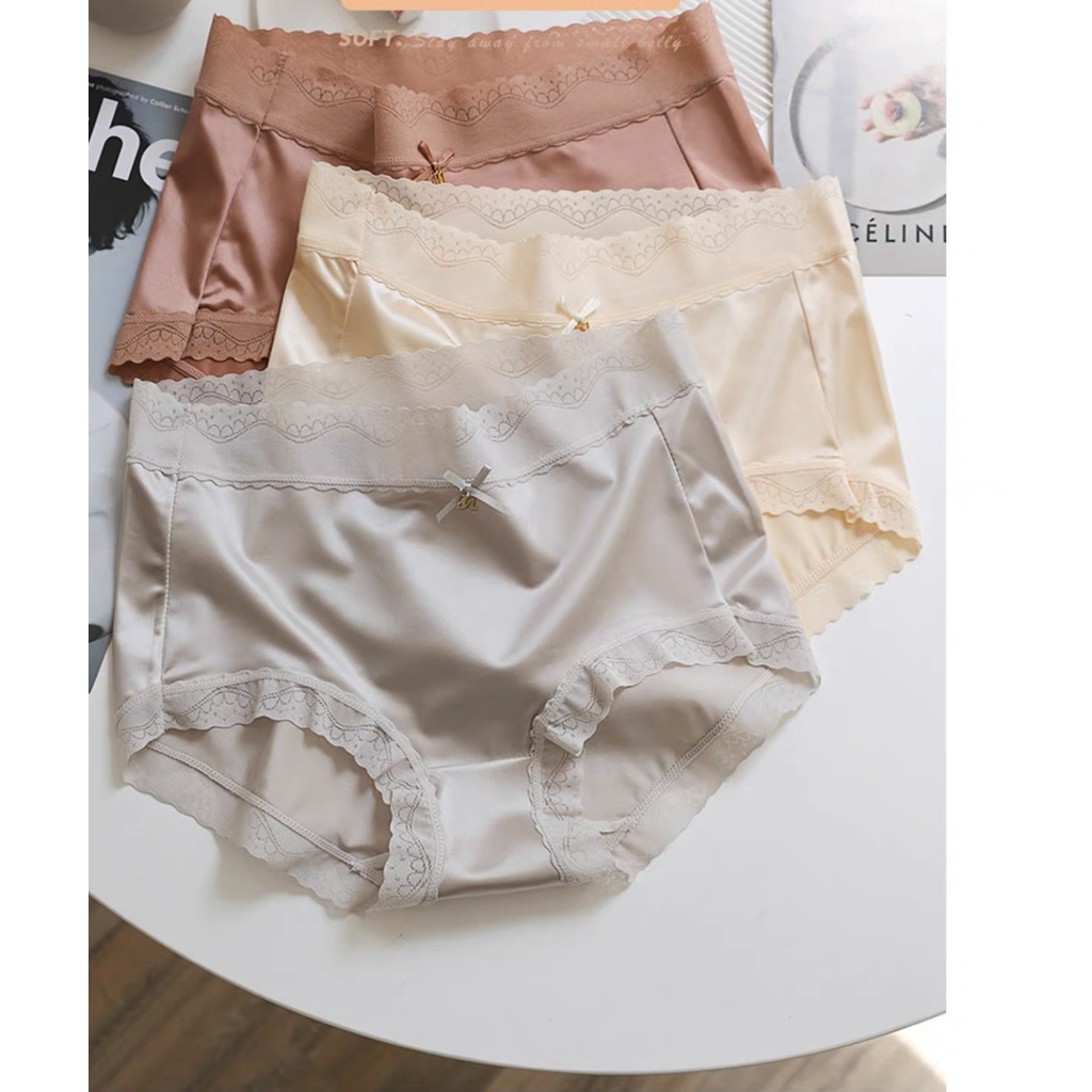 Online Fashion Celana Dalam Sexy Mid Waist Sutera es halus Celana Dalam Wanita C257