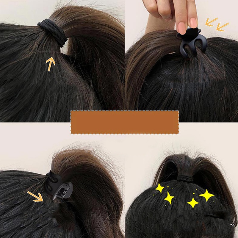 [Harga Grosir] Gadis Manis Aksesoris Rambut Hias Akrilik Mini Wanita Rambut Pin Vintage Tinggi Ponytail Grab Clip Warna Solid Ponytail Kepang Tetap Klip
