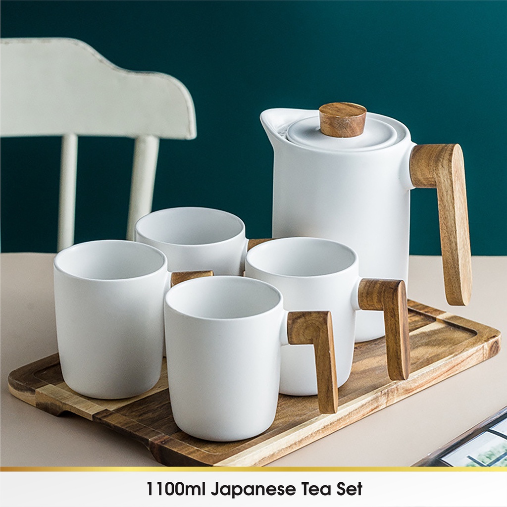Japanese Chinese Cangkir Teko Keramik Piring Lepek Tatakan Kecil Mini Set 5 in 1 Teh Tea Cup Kopi Minum Dapur Hampers Hadiah Gift Box Kado Ulang Tahun