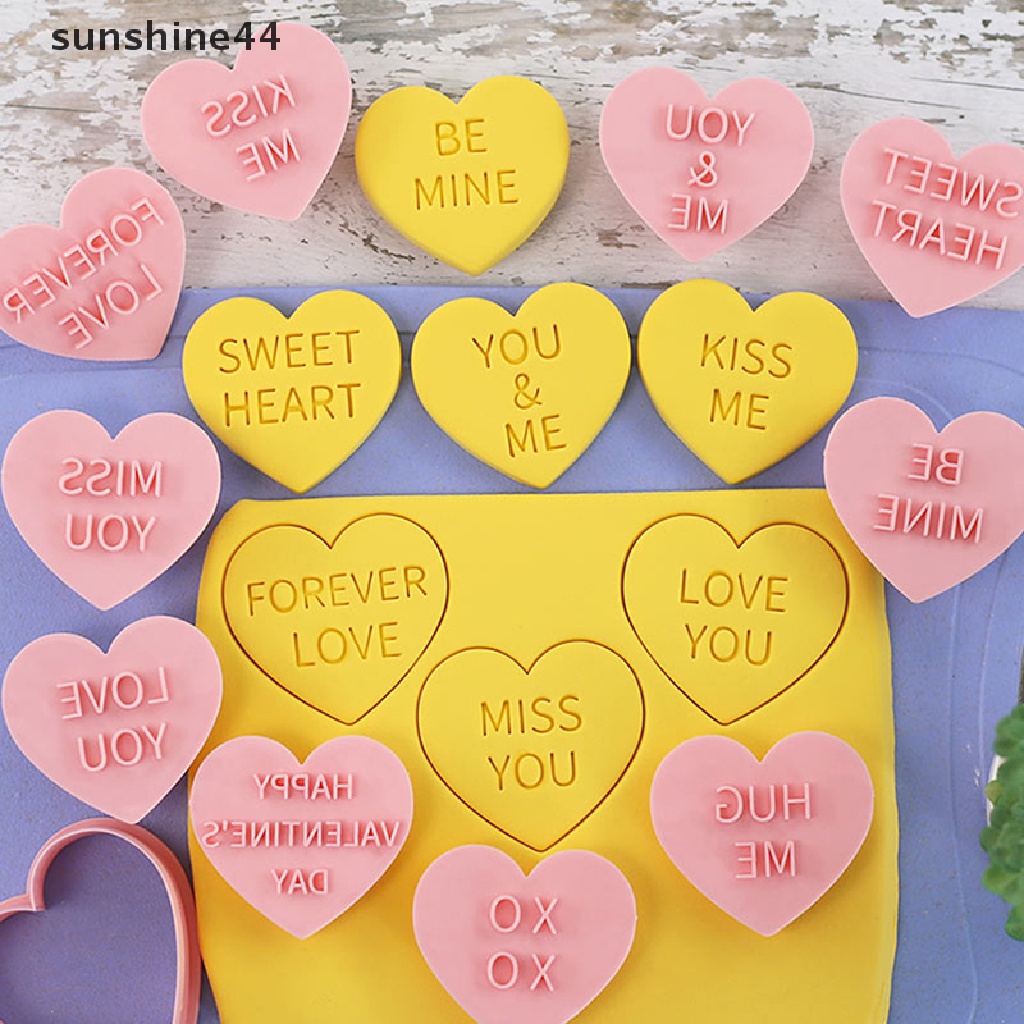 Sunshine 10Pcs 3D Valene's Day Cookie Cutters Biscuit Mold Cetakan Kue Kering Cap Dekorasi Pesta Baking Tools.