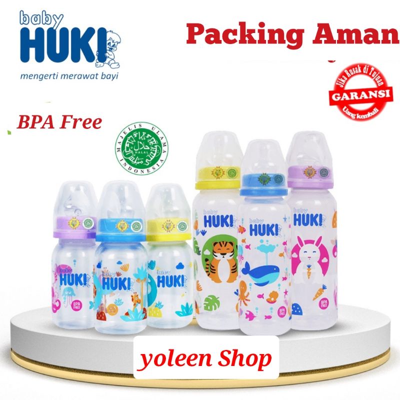 Botol susu Huki Dot Gepeng BPA Free 240 Ml/120 Ml