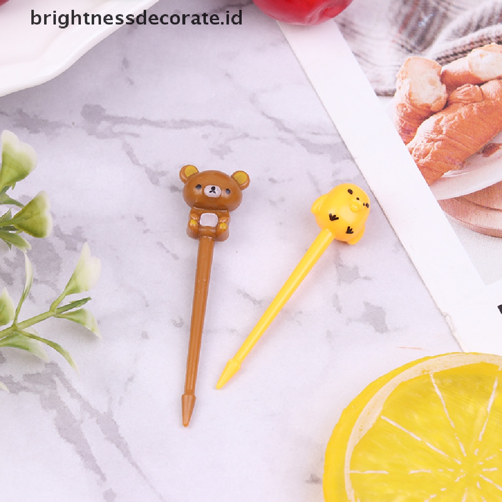 [Birth] 8pcs/set Lucu Kartun Beruang Garpu Buah Anak Snack Dessert Picks Tookpick [ID]