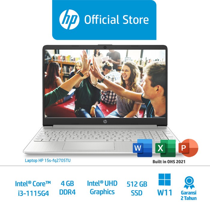 HP 15s FQ2705TU - i3-1115G4 - 4GB - 512GB SSD - 14&quot; - WIN10 - OFFICE HOME STUDENT