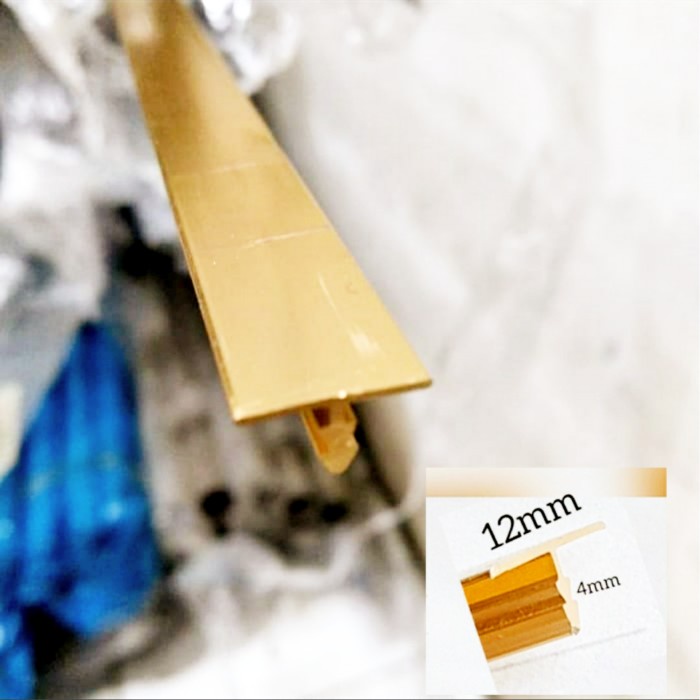Lantai List Alumunium T/ List Penutup Celah ( Gold ) 12Mm