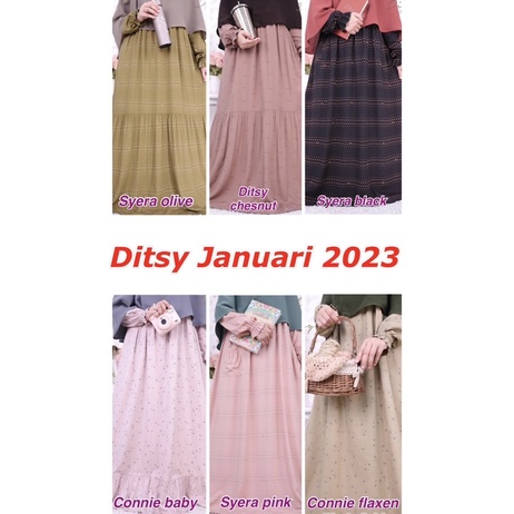 Ditsy Januari 2023 (connie flaxen, connie baby, syera black, syera pink, syera olive size S