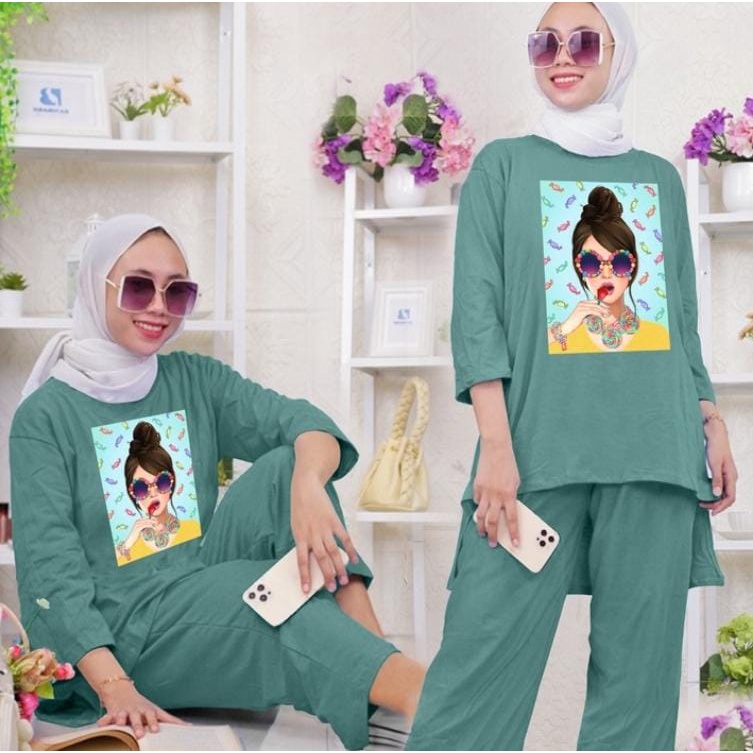 SETELAN BASIC OVERSIZE KOREAN TOP KAOS JUMBO LD 128 TUNIK BABYTERRY