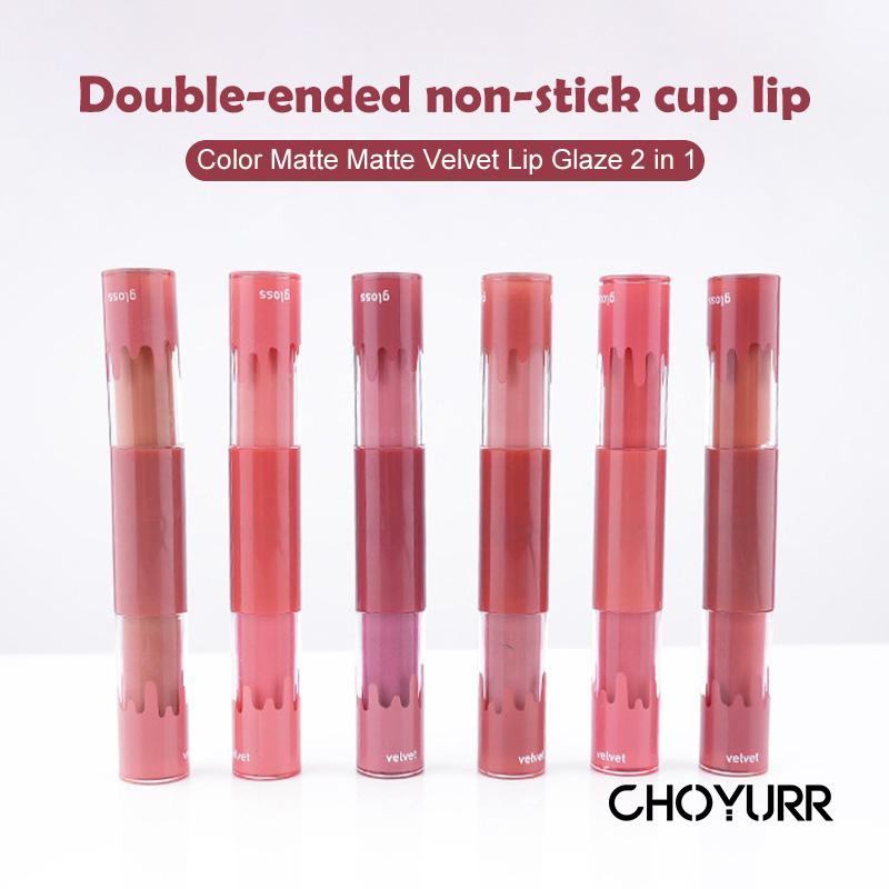 【COD】2 In 1 Lipstick Dual-ended Liquid Matte Double Sense Lipstick Matte Velvet Tint Lightweight High Pigment Lasting Lipstick Kecantikan -CH