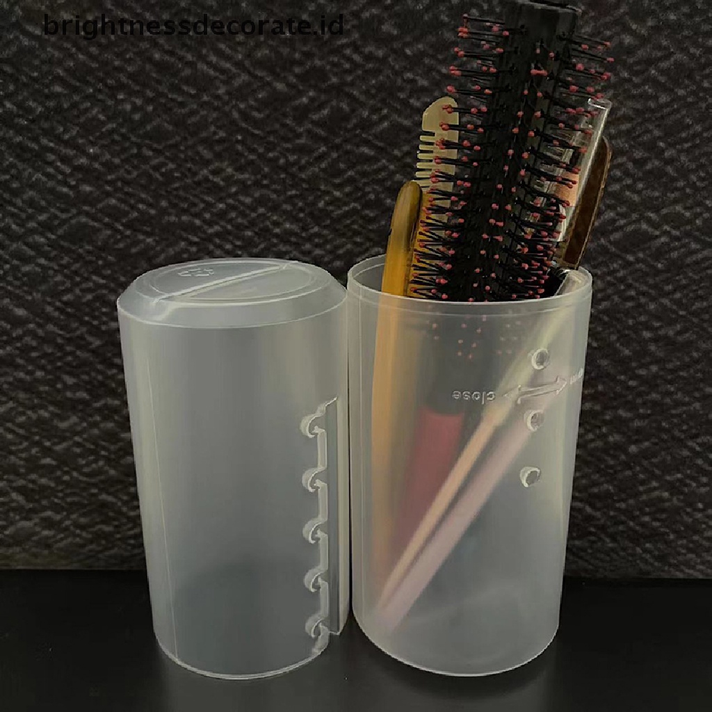 [Birth] Adjustable Height PP Makeup Brush Holder Display Penyimpanan Cangkir Organizer Dengan Tutup [ID]