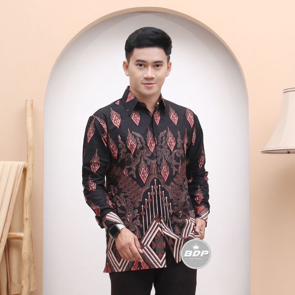 Kemeja Batik Pria Lengan Panjang M L XL XXL Baju Batik Pria Modern Batik Kerja Pria Batik Kantor Pria Seragam Batik