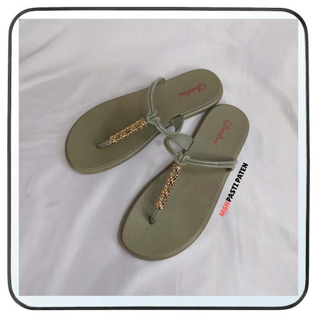 Glanzton 1912 Sandal Flat Jelly Wanita Dewasa Sandal Teplek Import