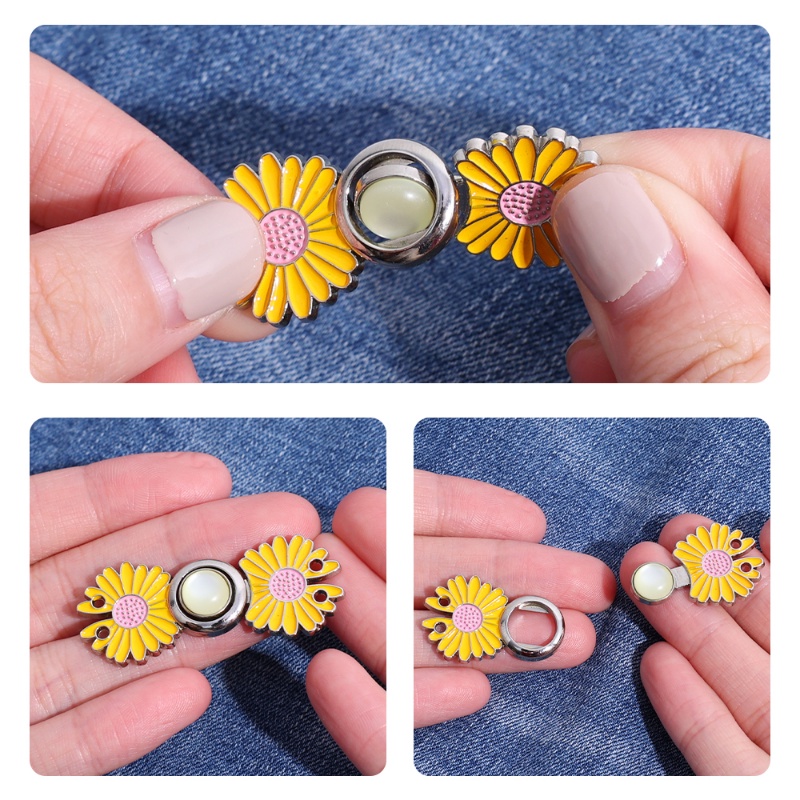 Daisy Jahit Mengencangkan Pinggang Kancing/Gesper Pinggang Lucu Tahan Lama Untuk Jeans Celana Kerah/DIY Pakaian Cloth Bags Daisy Buttons Aksesoris