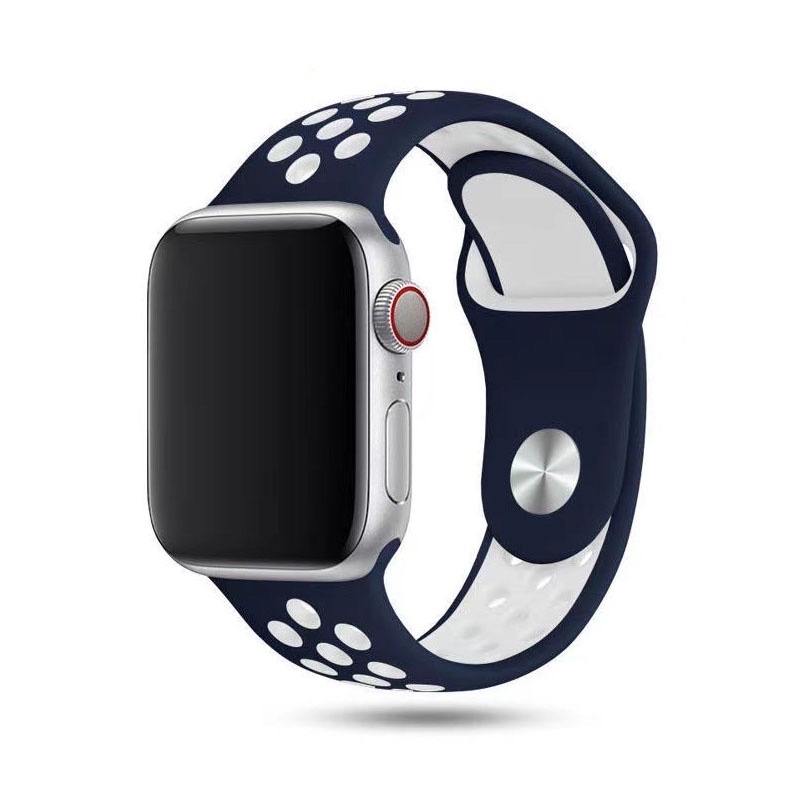 Strap iWatch 38/40mm Second Nike Rubber Navy White Biru Donker Putih